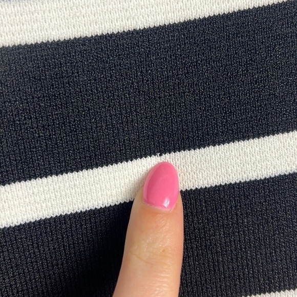 Zara Knit Black and White Striped Dress with Faux Leather Pockets Size Small - Picture 6 of 12